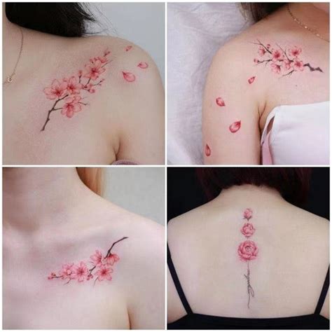 1 Set of 13 Temporary Flower Tattoos, Pink Cherry Blossom Tattoos, Bright Flowers, Rose Color - Etsy