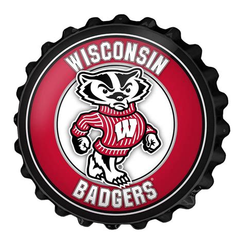 The Fan-Brand 19 in. Wisconsin Badgers Mascot Plastic Bottle Cap Decorative Sign NCWISB-210-02A ...