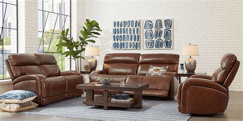 Burgio 2 Pc Brown Leather Living Room Set With Reclining Sofa, Loveseat ...