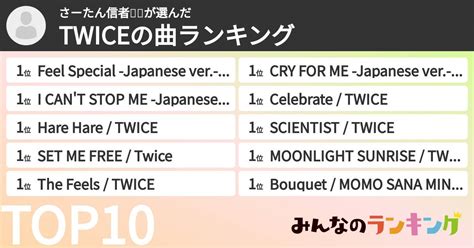 さーたん信者💜🐹さんの「TWICEの曲ランキング」 | みんなのランキング