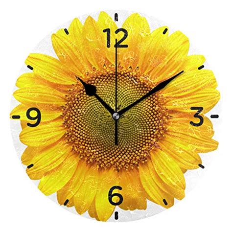 Amazon.com: Yellow Sunflower Wall Clock Battery Operated Decorative ...