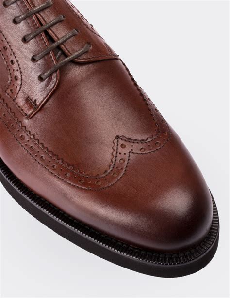 Tan Calfskin Leather Lace-up Shoes - Deery