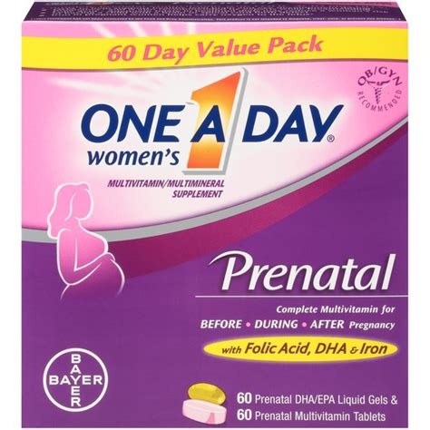 One A Day Women's Prenatal with Folic Acid, DHA & Iron Liquid Gels ...