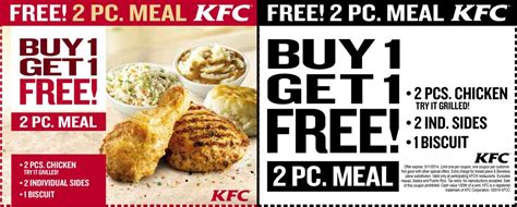 KFC BOGO Free 2 Piece Meal! - Coupon Connections | Kfc coupons, Grocery coupons, Free printable ...