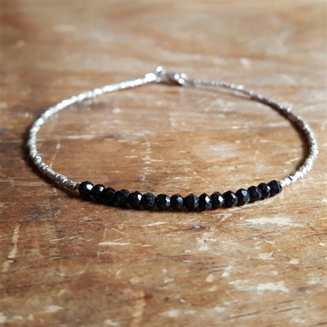 Black Tourmaline Bracelet Beaded Bracelets Womens Jewelry Gift