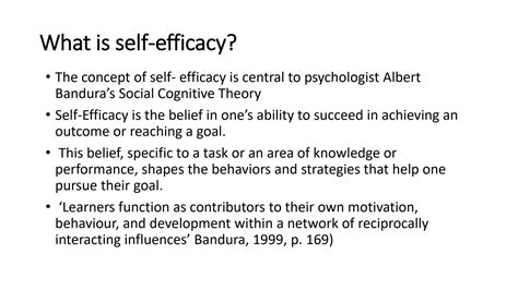 SOLUTION: Self efficacy theory of motivation - Studypool