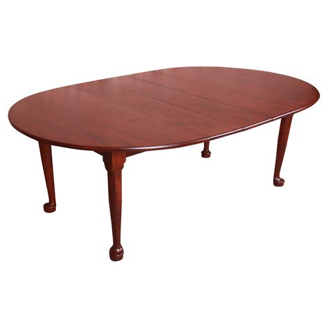 Stickley Georgian Cherry Wood Double Pedestal Dining Table, Newly ...
