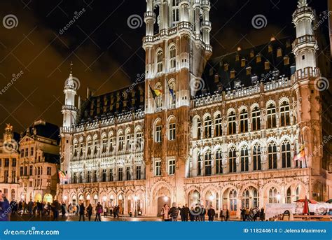 Brussels Town Hall editorial stock image. Image of night - 118244614