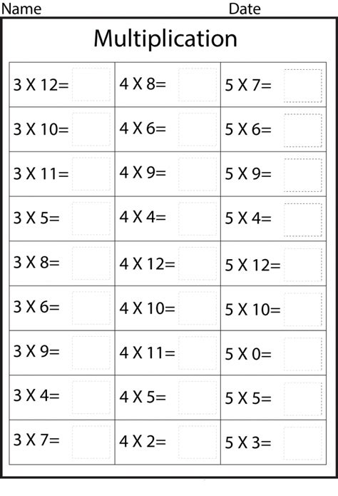 Times Tables Worksheets 1 12 - Printable Word Searches