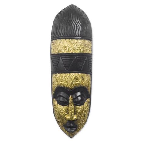Novica Handmade Gold Face African Wood Mask - Bed Bath & Beyond - 37867994