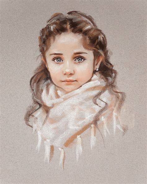 Portrait painting of a child. Soft pastel on paper. This pastel portrait is made by me with ...