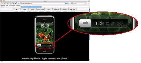 On interaction, Apple.com, and "slide to unlock." – numberless