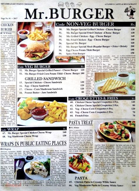 Menu of Mr. Burger, Shyambazar, Kolkata | Dineout discovery