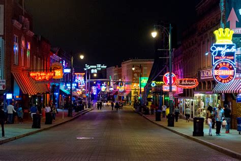 Memphis Beale Street Nightlife Neon Street Scene Tennessee Stock Photo ...