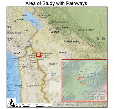 Map of Bolivia with the National Park Sajama. The pathways surveyed are... | Download Scientific ...