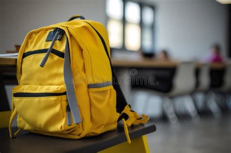 School Classroom. New School Bag on a Student S Desk in the Classroom ...