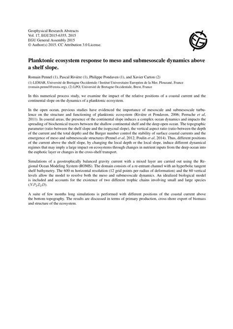 (PDF) Planktonic ecosystem response to meso and submesoscale dynamics above a shelf slope