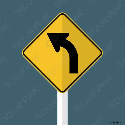 Left Curve Ahead Sign,vector illustration - stock vector 1154843 | Crushpixel