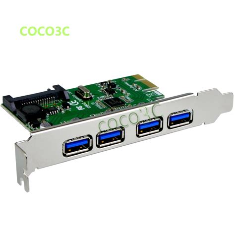 4 USB3.0 to PCIe Card PCI e 4 ports USB3.0 extender cards PCI Express to USB3.0 adapter card ...