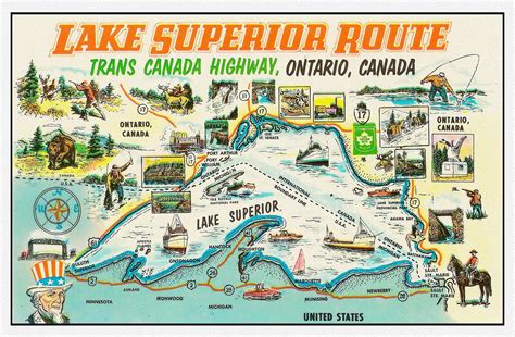 Lake Superior Route, Trans Canada Highway, Ontario, , map on heavy ...