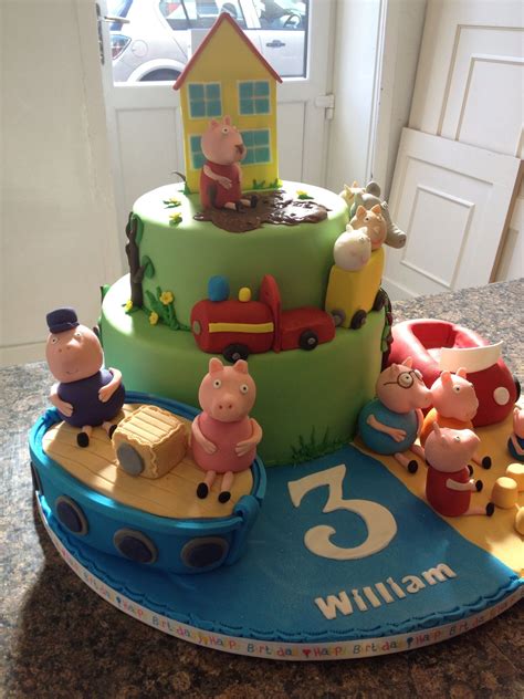 Peppa Pig Boat Train | Peppa pig cake, Peppa pig birthday, Birthday cake kids