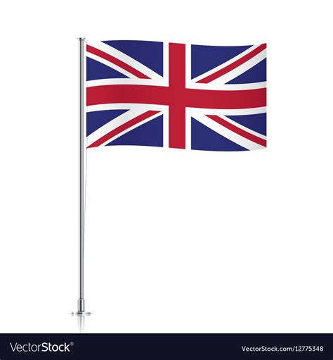 Great britain flag waving on a metallic pole Vector Image