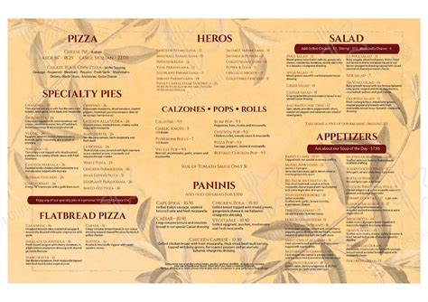 Menu at Cafe Spiga, Mount Sinai