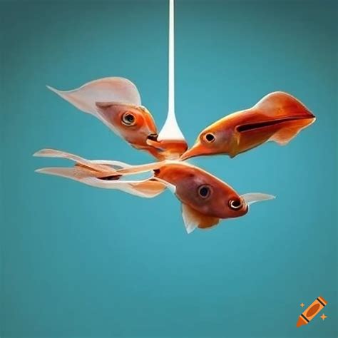 Unique ceiling fan with fish-shaped blades on Craiyon