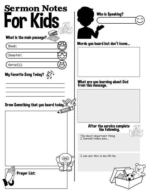 Sermon Note Sheets for Kids - Free!