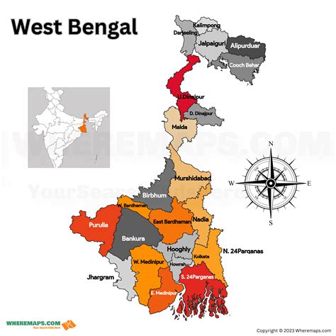 West Bengal District Map 2023 | Bengal Map District Wise