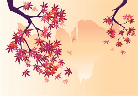 Smooth Japanese Maple Plant with Waterfall Background and Fall Maple Leaves 159102 Vector Art at ...