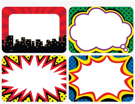 Tcr5587 Superhero Name Tags/labels - Free Printable Superhero Name Tags PNG Image | Transparent ...