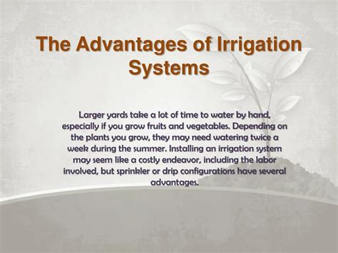 PPT - The Advantages of Irrigation Systems PowerPoint Presentation ...