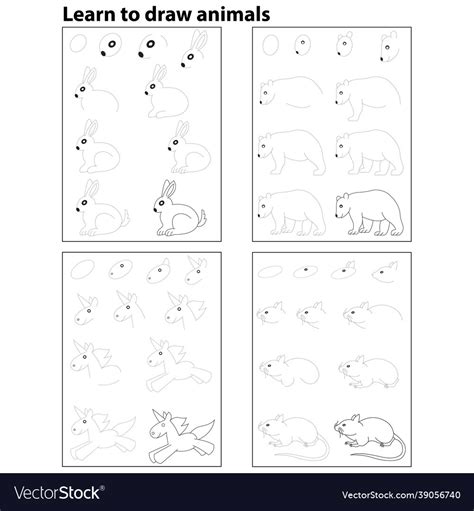 Learn to draw animals Royalty Free Vector Image