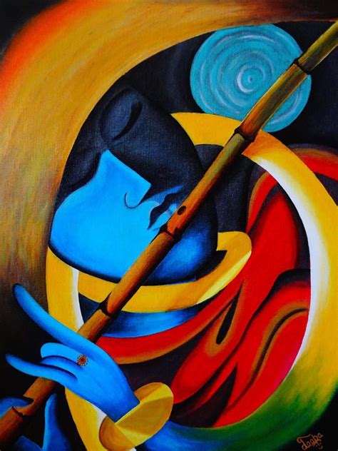 Mordern Art Of Lord Krishna Painting Deepa Abstract Krishna Paintings | Modern art paintings ...