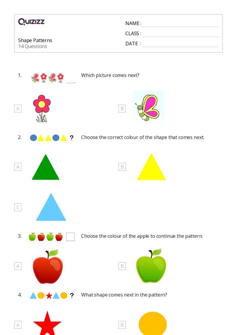 50+ Shape Patterns worksheets for Kindergarten on Quizizz | Free ...