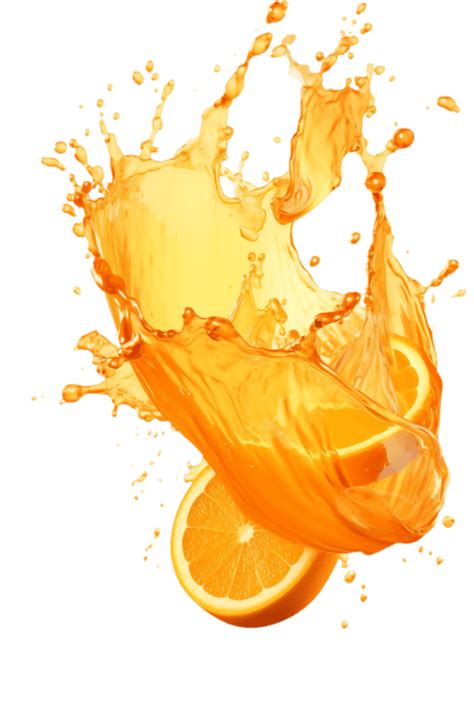 orange juice splash with orange slices on transparent background ...