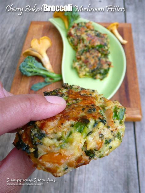 Cheesy Baked Broccoli Mushroom Fritters | Sumptuous Spoonfuls | Recipe | Vegetarian recipes ...