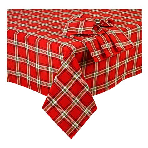 Vatican Plaid Christmas Tablecloth Red, Green, Black with Metallic ...