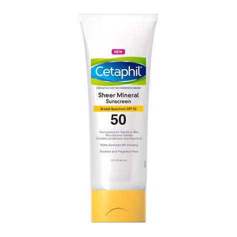 Cetaphil Sheer Sunscreen Lotion for Face & Body, SPF 50, 100% Mineral UV Filters for Sensitive ...