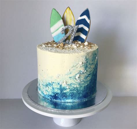 #cakes #food #blue #surfer #birthday #boy #21 #waves | Surf cake, Surfer cake, Ocean cakes