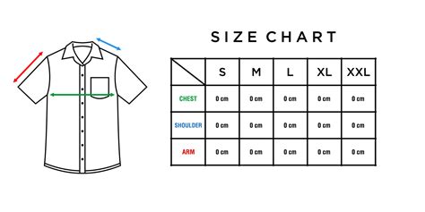 short sleeve shirt size chart template vector. Infographic table of ...