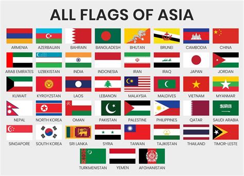 Set of Flags of Asian Countries 1040263 Vector Art at Vecteezy