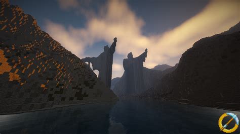 Argonath in a special light | Minecraft Middle Earth