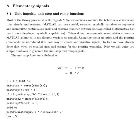 Solved MATLAB: SIGNALS&SYSTEMS THE CODE FOR UNIT STEP SIGNAL | Chegg.com