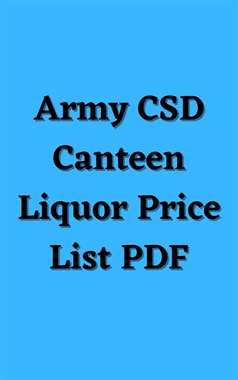 [PDF] Army CSD Canteen Liquor Price List 2024 PDF - Panot Book