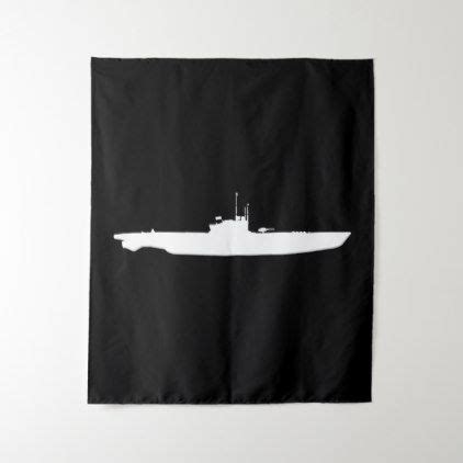 U Boat In White Silhouette Tapestry Wall Tapestries, Tapestry, Dog ...