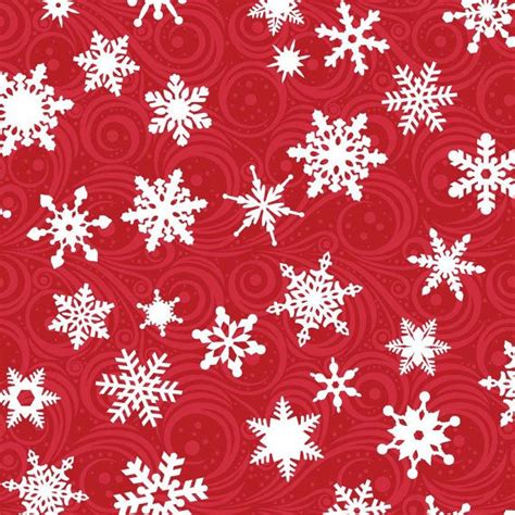 Christmas Fabric | Snowflake Fabric | Red Fabric | Red And White Fabric | Cotton Fabric ...