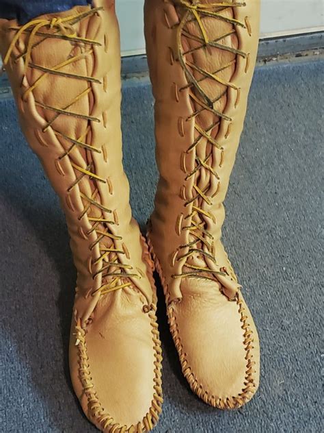 Custom made to order knee high moccasins | Knee high moccasins, Moccasins, Native american boots