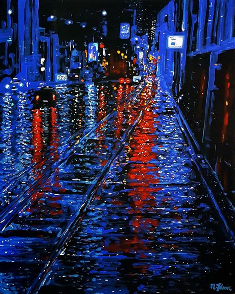 CITY LIGHTS - my latest acrylic painting. : r/painting